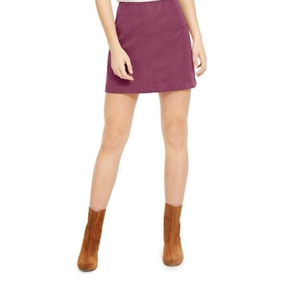NWT FREE PEOPLE FAUX SUEDE SWEERTHEART PURPLE MINI SKIRT SIZE 8 - Picture 3 of 16